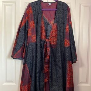 Red Stunning African Print wrap dress/duster